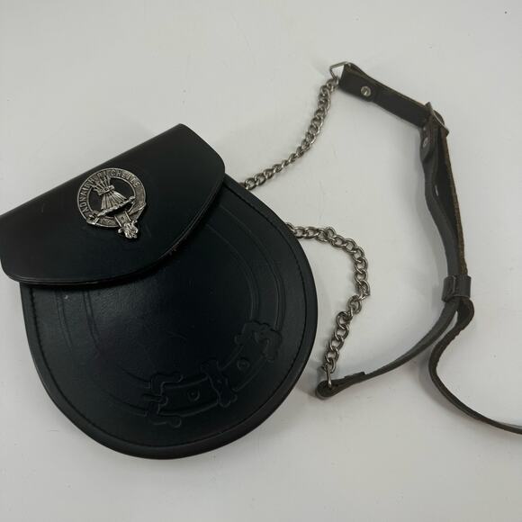 L & M Highlander black leather Sporran Belt Bag - Picture 4 of 16